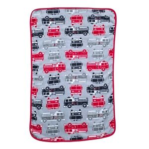 Carters Fire Truck Plush Fleece Baby Blanket Grey Red Black‎ 30x44 Nursery